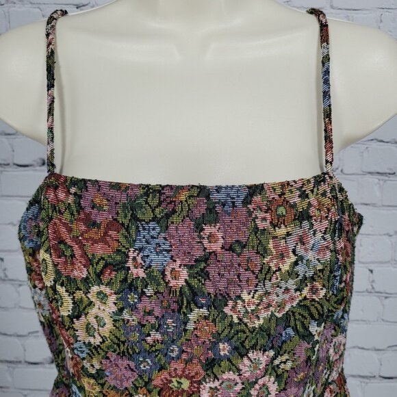 Urban Outfitters Multicolor Woven Floral Strappy Stretch Mini Dress Medium M - Picture 6 of 11